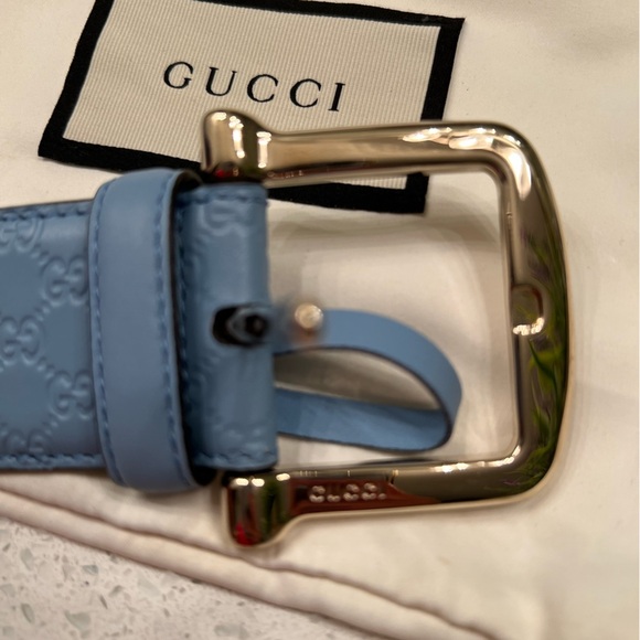 Gucci Microguccisima Signature Leather Mineral Blue Belt 70 - Picture 4 of 7
